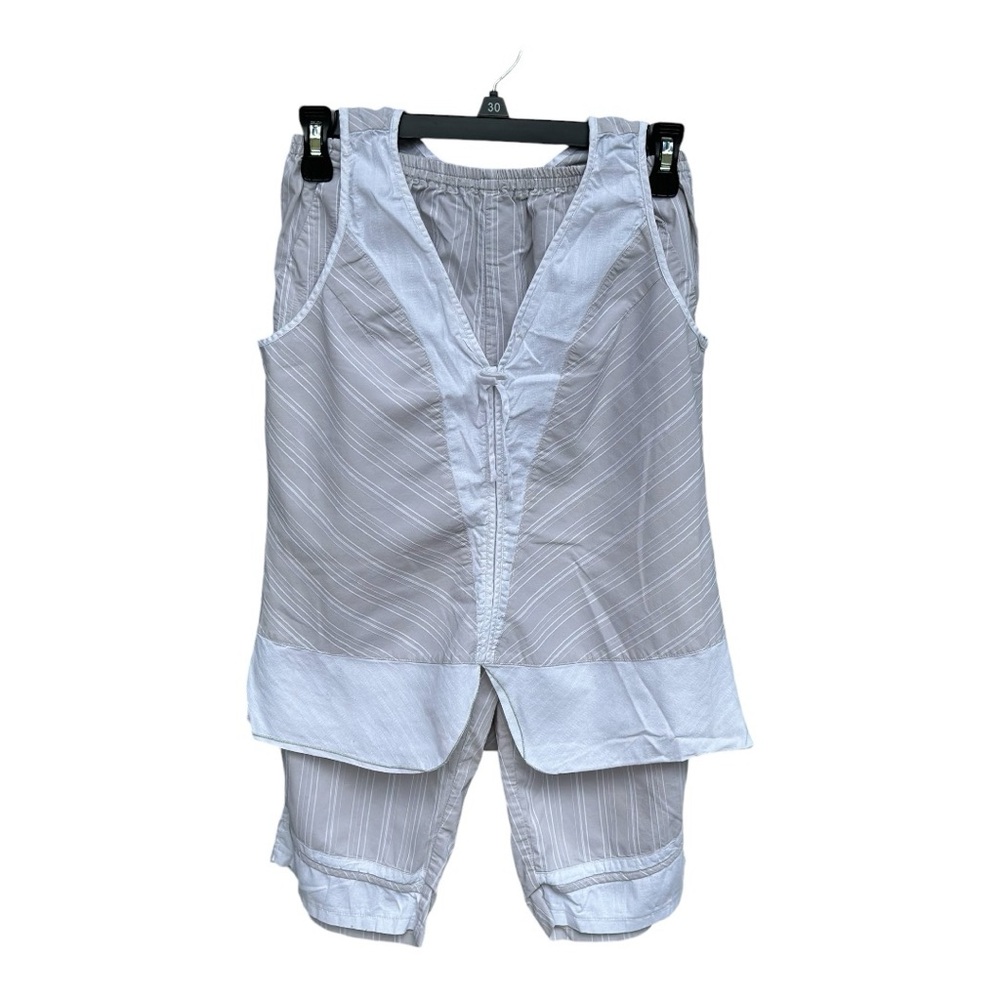 Kith Tan and White Sleeveless Top and Cropped Pants Pajama Set Size 10